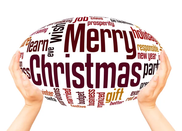 Merry Christmas Word Cloud Hand Sphere Concept White Background — Stock Photo, Image