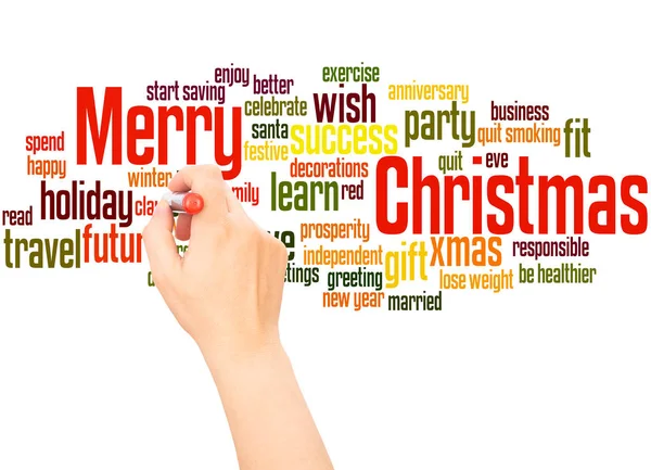 Merry Christmas Word Cloud Hand Writing Concept White Background — Stock Photo, Image