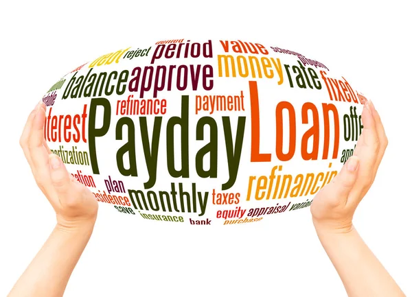 Payday Loan word cloud hand sphere concept on white background.