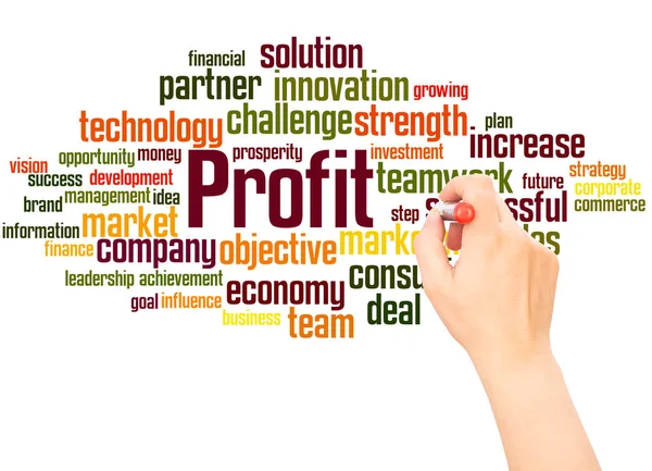 Profit Word Cloud Hand Writing Concept White Background — Stock Photo, Image