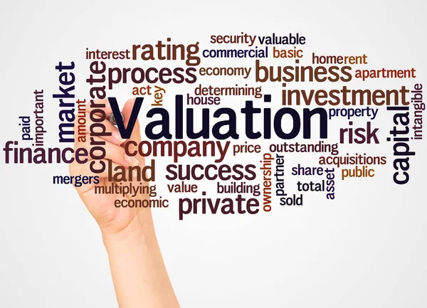 Valuation Word Cloud Hand Marker Concept White Background — Stock Photo, Image