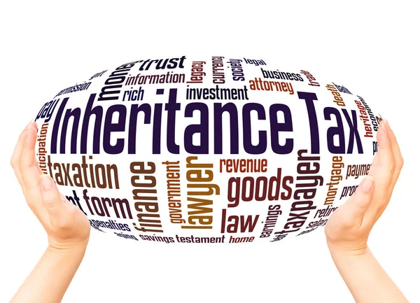 Inheritance Tax Word Cloud Hand Sphere Concept White Background — Stock Photo, Image