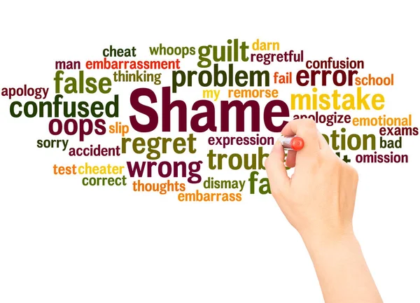 Shame Word Cloud Hand Writing Concept White Background — Stock Photo, Image