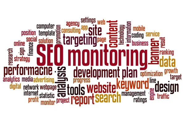 SEO monitoreo palabra nube concepto — Foto de Stock