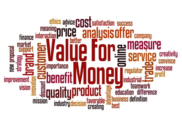 Valor para o dinheiro conceito nuvem palavra — Fotografia de Stock