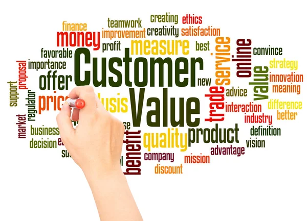 Customer value word cloud hand writing concept — Stock Photo, Image