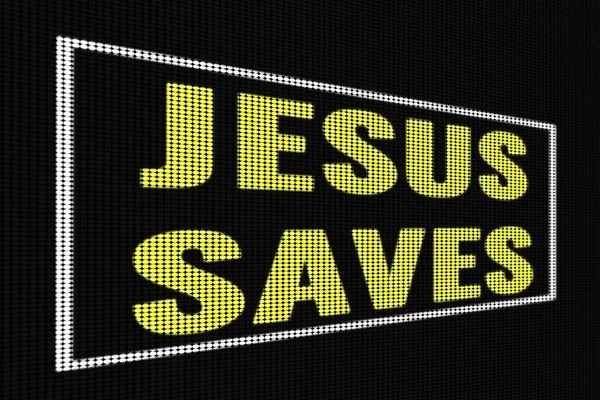 Иисус сохраняет желтый текст на темном экране — стоковое фото