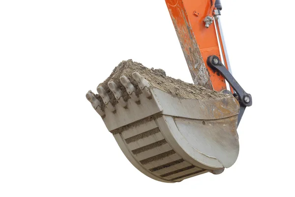 Excavator bucket full of dirt isolated on white — Stock Photo, Image