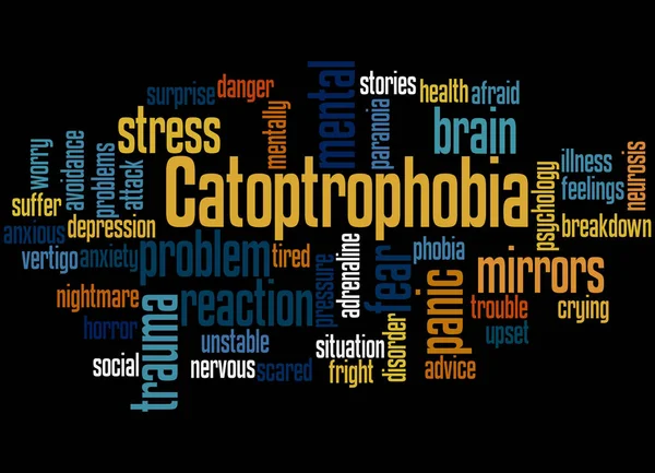 Catoptrophobia félelem a tükrök szó felhő koncepció 3 — Stock Fotó