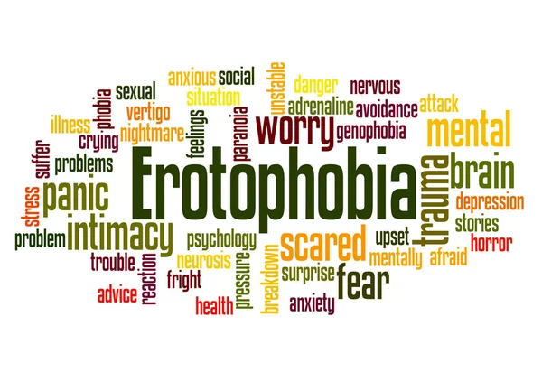 Erotophobia angst voor intimiteit woord wolk concept 2 — Stockfoto