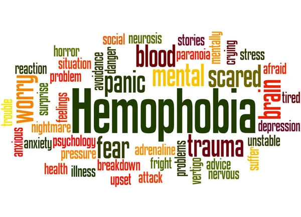 Hemophobia takut kata darah awan konsep 2 — Stok Foto