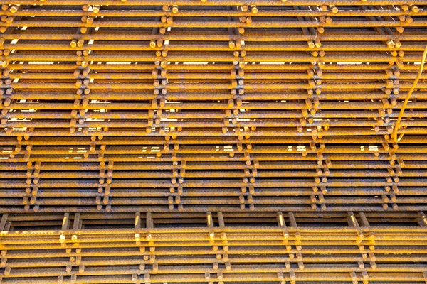 Stahlstange Geschweißt Drahtgitter Hintergrund Für Betonschalung Auf Der Baustelle — Stockfoto