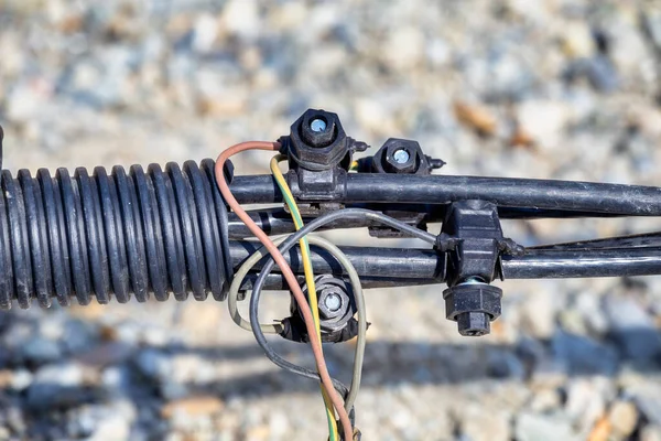 Elektrische Draadsplitsing Elektrische Draden Aansluiten Bouwplaats — Stockfoto