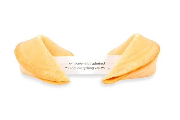 Two Fortune Cookie Blank Slip Admired Prediction Isolated White Background — Stock Photo, Image