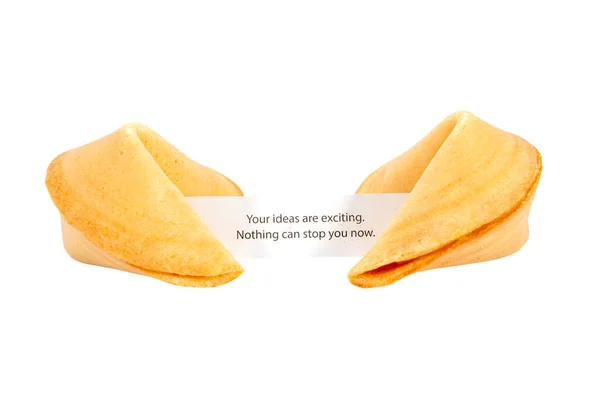 Two Fortune Cookie Slip Ideas Prediction Isolated White Background — Stock Photo, Image