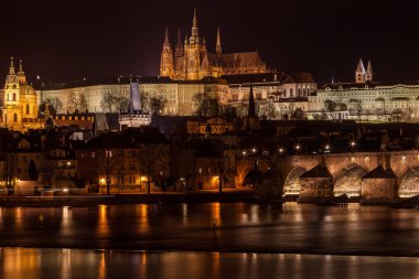 Prague lit up at night