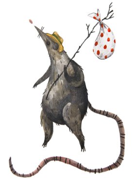  Saman şapkalı mutlu bir sıçan