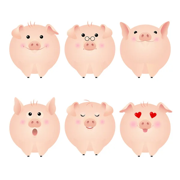 Funny pig stickers — Stock Vector
