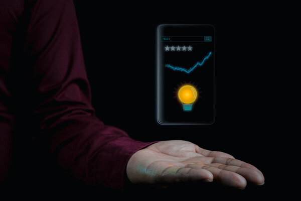 Digital marketing SEO photo concept idea with infographic