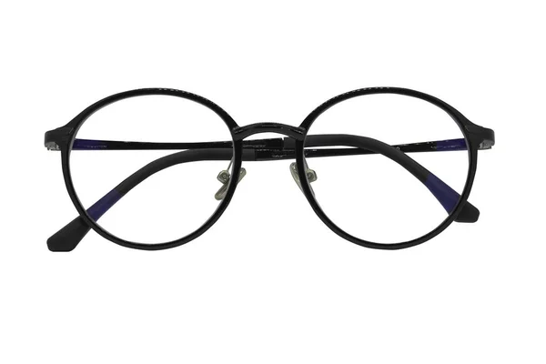 Lunettes Pour Les Yeux Monture Noire Brillante Isolé Sur Fond — Photo