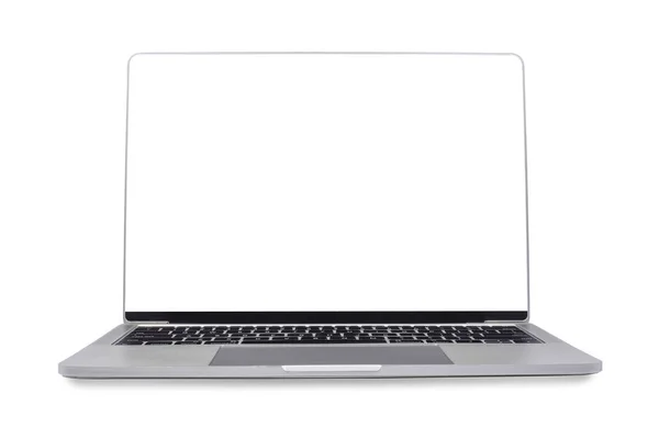 Frontansicht Laptop Computer Moderne Dünne Kante Schlankes Design Leerer Bildschirm — Stockfoto