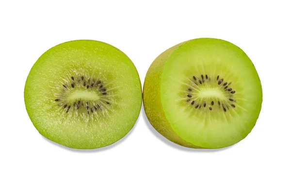 Closeup Half Kiwi Gyümölcs Szegmentált Elszigetelt Fehér Háttér Vágógörbe — Stock Fotó