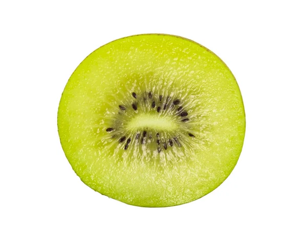 Közeli Megjelöl Ból Érett Szeletelt Zöld Kiwi Friss Gyümölcs Elkülönített — Stock Fotó