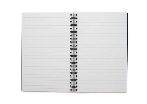Top View Open Spiral Blank Page Notebook Isolated White Background — Stock Photo, Image