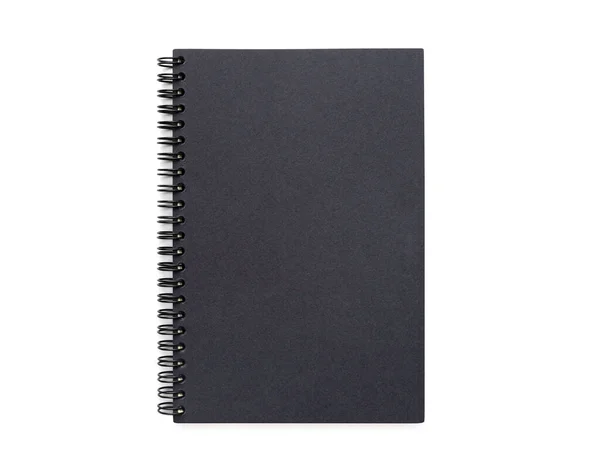 Visão Superior Acima Preto Fechado Espiral Branco Papel Ofício Capa — Fotografia de Stock