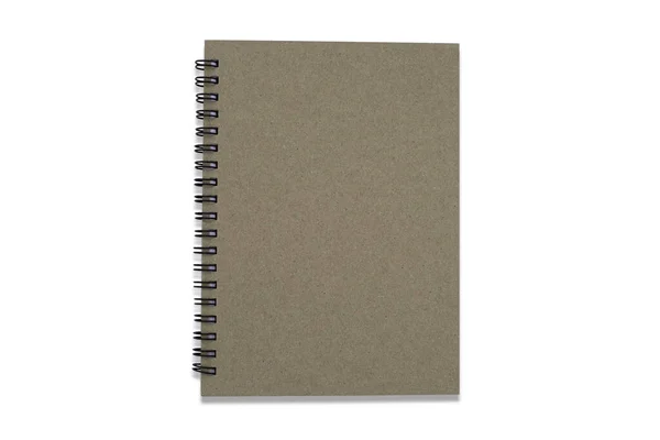 Vista Superior Superior Brown Espiral Cerrada Blanco Cuaderno Cubierta Papel —  Fotos de Stock