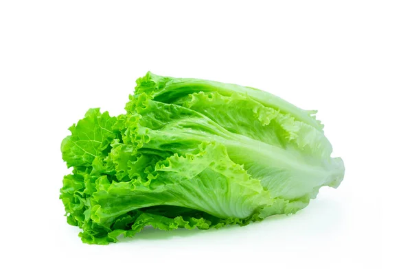 Verse Groene Sla Bladeren Salade Blad Geïsoleerd Witte Achtergrond Met — Stockfoto