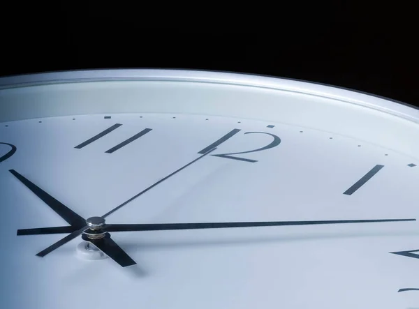 Close Analog Vintage White Clock Isolated Black Background Time Management — Stock Photo, Image