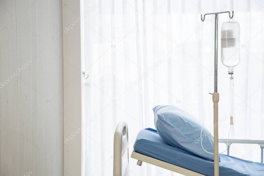 Hospital room with bed and comfortable medical device 