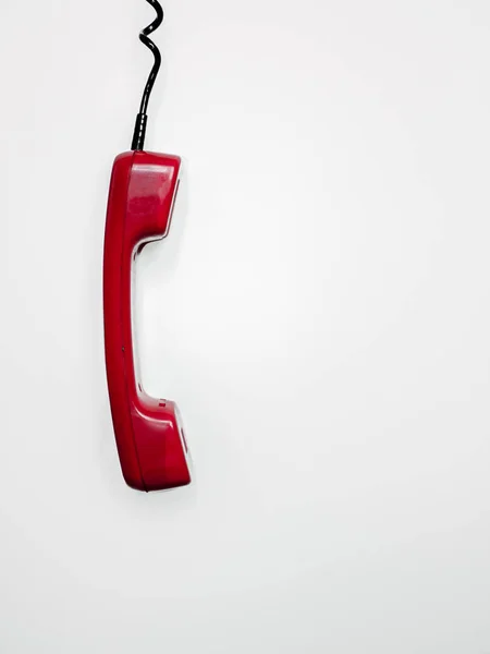 Red retro handset on white background — Stock Photo, Image