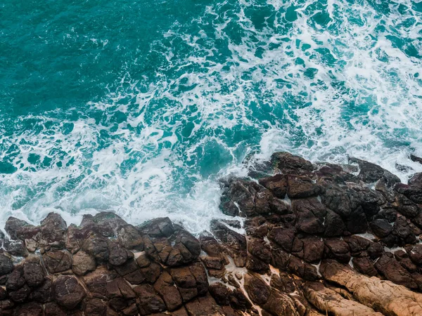 Lugar Rocoso Salvaje Vista Aérea Olas Marinas — Foto de Stock