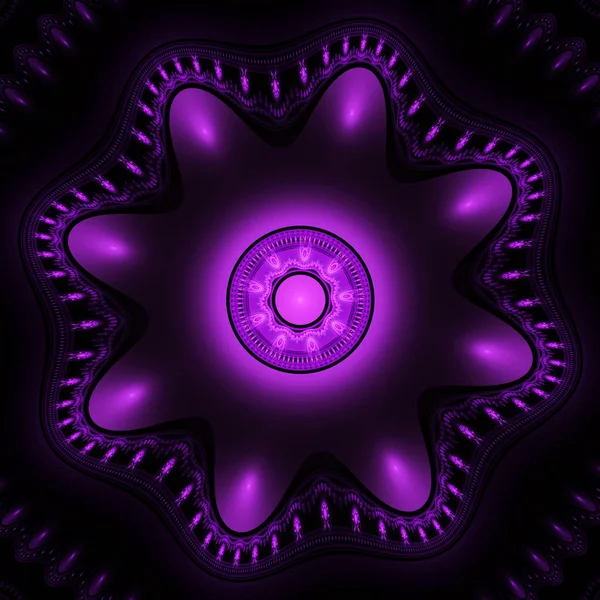Violet abstract fractal on black background. Virtual reality. Sacred geometry