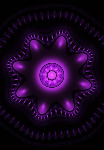 Fractal Abstracto Violeta Sobre Fondo Negro Realidad Virtual Geometría Sagrada — Foto de Stock