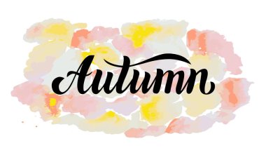 Autumn 'un el çizimi metni. Sonbahar havası. Akçaağaç yaprakları