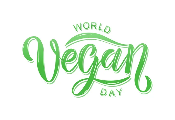 Croquis à la main Texte de la journée mondiale végétalienne — Image vectorielle