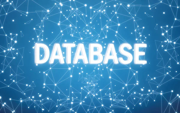 青いネットワークの背景上のデジタルデータベーステキスト — ストック写真