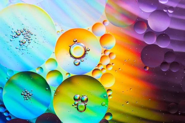 Colorful Oil Drops Water Abstract Background Colorful Bubble Oil Water — Stock Photo, Image