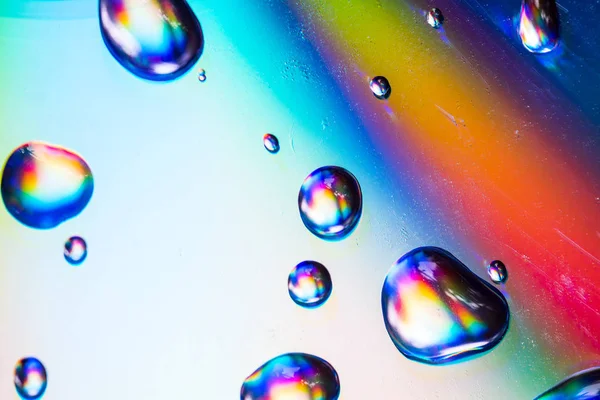 Colorful Oil Drops Water Abstract Background Colorful Bubble Oil Water — Stock Photo, Image