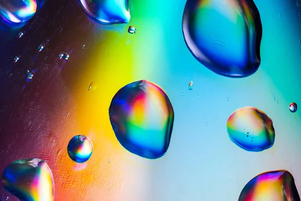 Colorful Oil Drops Water Abstract Background Colorful Bubble Oil Water — Stock Photo, Image