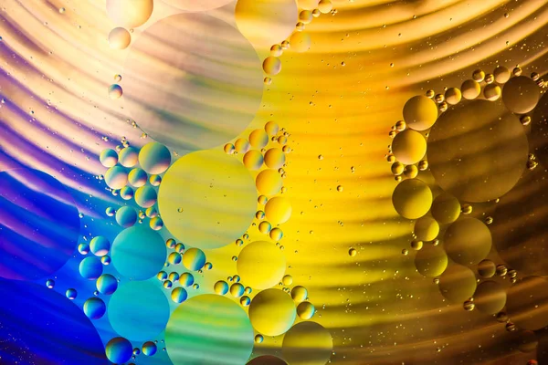 Bunte Öltropfen Wasser Abstrakter Hintergrund Bunte Blasenöl Wasser — Stockfoto