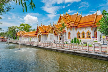 Wat Benchamabophit veya Mermer Tapınağı Landmark Ve Bangkok Tayland Büyük Turistik At Güzel Budist Tapınağı    