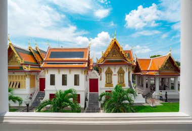 Wat Benchamabophit veya Mermer Tapınağı Landmark Ve Bangkok Tayland Büyük Turistik At Güzel Budist Tapınağı    