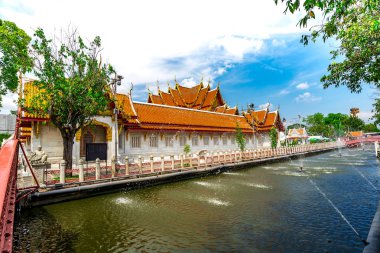 Wat Benchamabophit veya Mermer Tapınağı Landmark Ve Bangkok Tayland Büyük Turistik At Güzel Budist Tapınağı    
