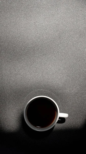 Vit Kopp Kaffe Dryck Mörk Bords Yta Kopiera Utrymme Bakgrund Stockfoto