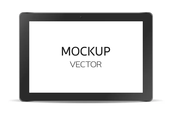 Mockup Black Tablet Isolated White Background Tablet Blank White Screen — Stock Vector