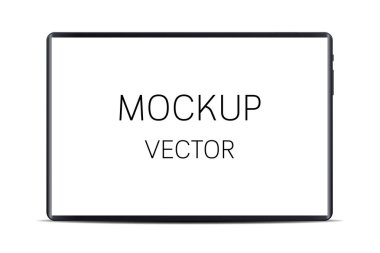 Mockup tablet vektörü. Boş ekranlı siyah tablet beyaz arka planda yalıt. Vektör çizimi.